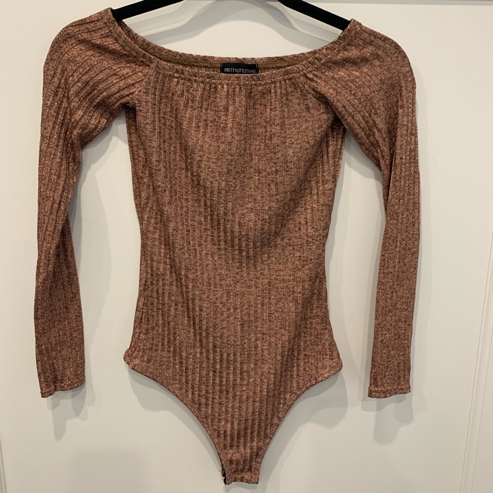 PRETTY LITTLE THING Off Shoulder Ribbed Bodysuit